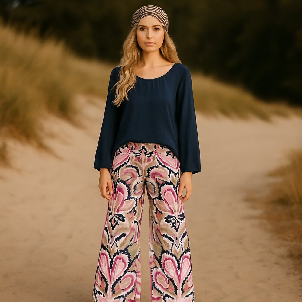 Zara Palazzo Pant Size S boho mod print boho festival wide leg linen cotton NWT